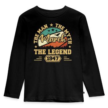 März 1947 Jubiläum 1947 Legenden März - Kinder Premium Bio Langarmshirt - Schwarz - Vorne - AI Model Kid Male (0cm)