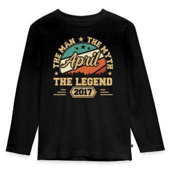 Né En Avril 2017 Drôle Anniversaire Rétro - T-shirt manches longues Premium Enfant - noir - Devant - AI Model Kid Male (0cm)