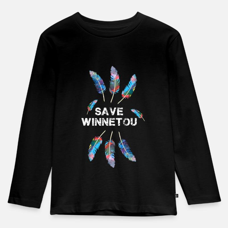 save winnetou,winnetou,federn,illustration - Kinder Premium Bio Langarmshirt - Schwarz