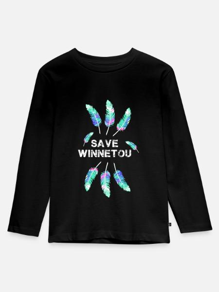 save winnetou,winnetou,federn,illustration - Kinder Premium Bio Langarmshirt - Schwarz