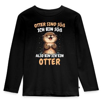 Otter Seeotter - Kinder Premium Bio Langarmshirt - Schwarz - Vorne - AI Model Kid Male (0cm)