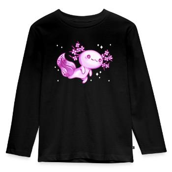 Axolotl Schwanzlurch Axolotls - Kinder Premium Bio Langarmshirt - Schwarz - Vorne - AI Model Kid Male (0cm)