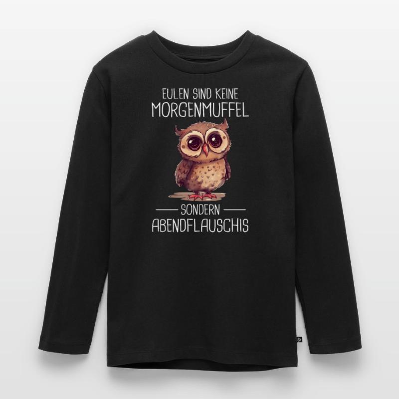 Nachteule Eule Eulen Vogel Kinder Premium Bio Langarmshirt