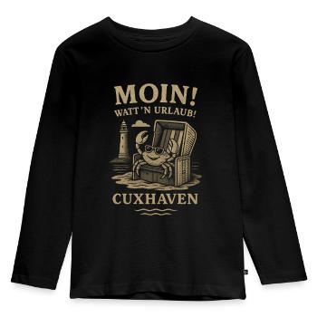 Cuxhaven Moin Urlaub Strandkorb Meer - Kinder Premium Bio Langarmshirt - Schwarz - Vorne - AI Model Kid Male (0cm)