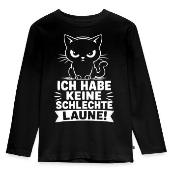 Katzen Shirt – Ich habe keine schlechte Laune! - Kinder Premium Bio Langarmshirt - Schwarz - Vorne - AI Model Kid Male (0cm)