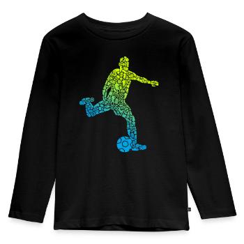Fußball Symbole Fußballspieler Jungen Fußballer - Kinder Premium Bio Langarmshirt - Schwarz - Vorne - AI Model Kid Male (0cm)