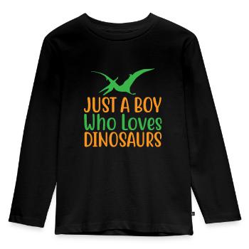 Just a boy who loves Dinosaurs - Kids' Premium Longsleeve Shirt - black - Front - AI Model Kid Male (0cm)