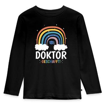 Doktor Geschafft - Kinder Premium Bio Langarmshirt - Schwarz - Vorne - AI Model Kid Male (0cm)