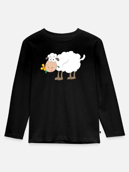 Schaf - Kinder Premium Bio Langarmshirt - Schwarz