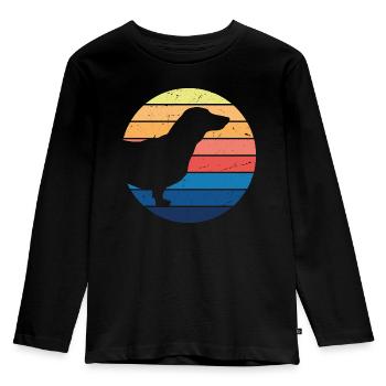 Drôle propriétaire de teckel Teckel | Porte-teckel - T-shirt manches longues Premium Enfant - noir - Devant - AI Model Kid Male (0cm)