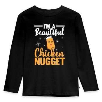 Ich bin ein schönes Hühnchen Nugget Nug Life Nuggi - Kinder Premium Bio Langarmshirt - Schwarz - Vorne - AI Model Kid Male (0cm)