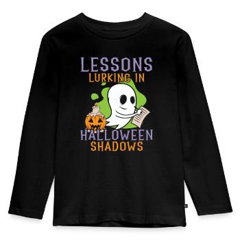 Lektionen, die in Halloween-Schatten lauern Hallow - Kinder Premium Bio Langarmshirt - Schwarz - Vorne - AI Model Kid Male (0cm)