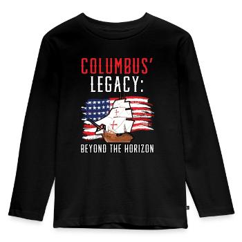 L’héritage de Christophe Colomb : au-delà de l’horizon Kolu - T-shirt manches longues Premium Enfant - noir - Devant - AI Model Kid Male (0cm)