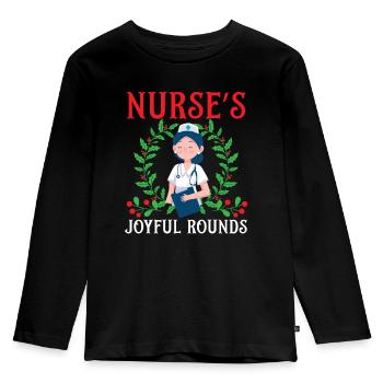 Infirmière Joyful Rounds Infirmière - T-shirt manches longues Premium Enfant - noir - Devant - AI Model Kid Male (0cm)