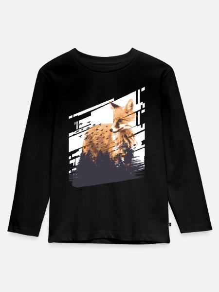 Fuchs - Kinder Premium Bio Langarmshirt - Schwarz