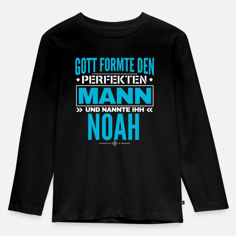 Noah Name Design - Kinder Premium Bio Langarmshirt - Schwarz
