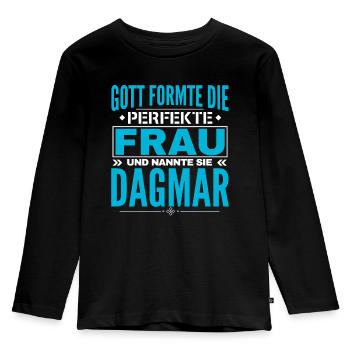 Dagmar Name Design - Kinder Premium Bio Langarmshirt - Schwarz - Vorne - AI Model Kid Male (0cm)