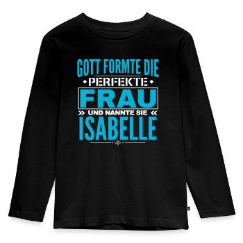 Isabelle Name Design - Kinder Premium Bio Langarmshirt - Schwarz - Vorne - AI Model Kid Male (0cm)