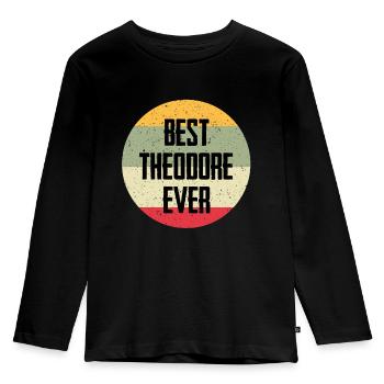 Best Theodore Ever - Kinder Premium Bio Langarmshirt - Schwarz - Vorne - AI Model Kid Male (0cm)