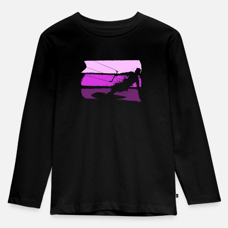 Kitesurfer Kitesurfen Kiter Kiteboard Kitesurf - Kinder Premium Bio Langarmshirt - Schwarz