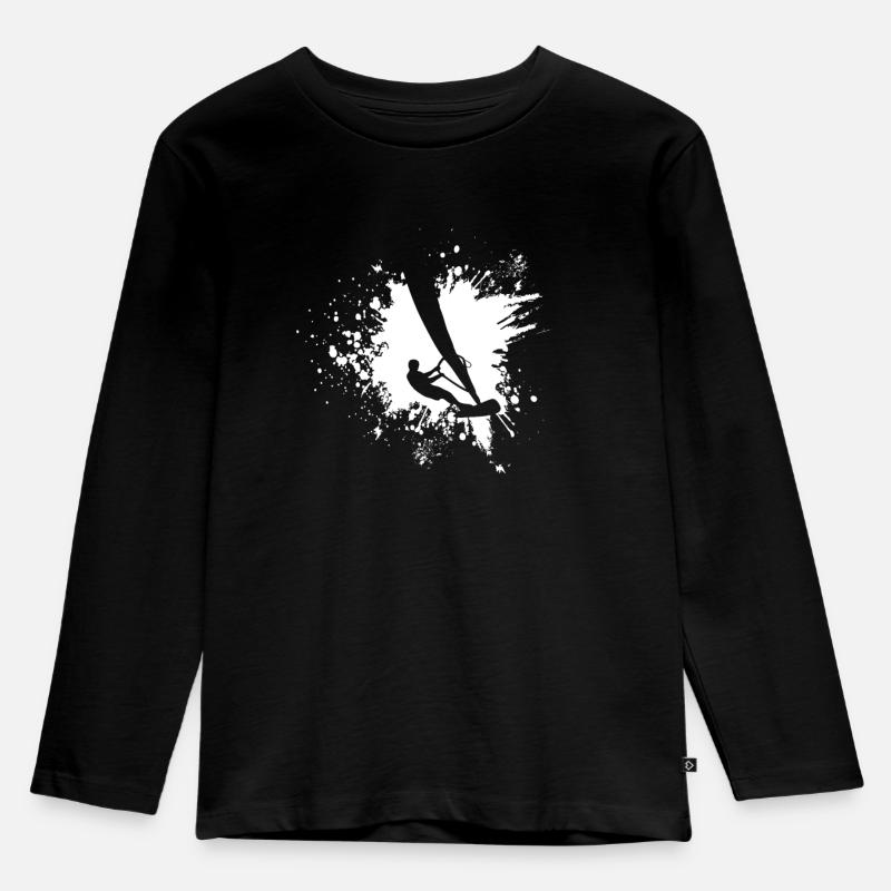 Windsurfer - Kinder Premium Bio Langarmshirt - Schwarz