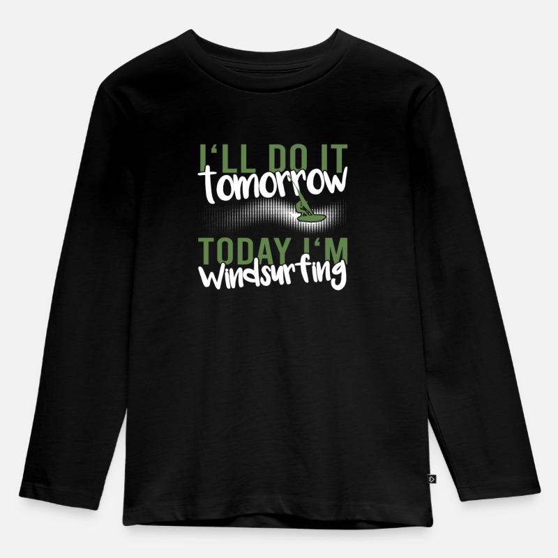 Windsurfen - Kinder Premium Bio Langarmshirt - Schwarz