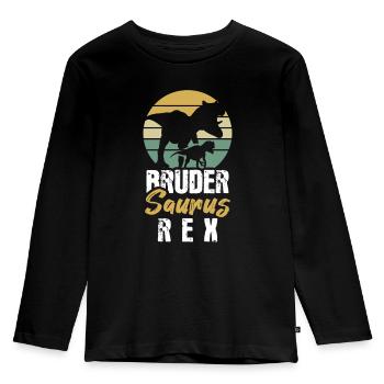 Brudersaurus Dino Großer Bruder Geburtstag - Kinder Premium Bio Langarmshirt - Schwarz - Vorne - AI Model Kid Male (0cm)