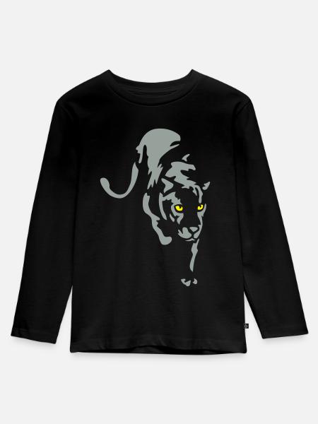 Panther - Kinder Premium Bio Langarmshirt - Schwarz