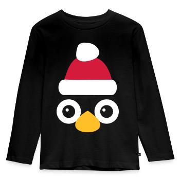 Christmas Penguin Head - Kinder Premium Bio Langarmshirt - Schwarz - Vorne - AI Model Kid Male (0cm)