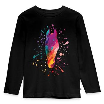 pferdekopf bunt - Kinder Premium Bio Langarmshirt - Schwarz - Vorne - AI Model Kid Male (0cm)
