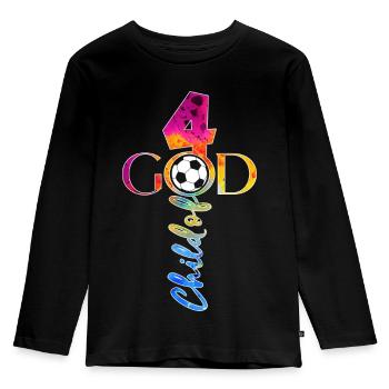 DIEU 4 ANS JÉSUS FOOTBALL 4E ANNIVERSAIRE - T-shirt manches longues Premium Enfant - noir - Devant - AI Model Kid Male (0cm)