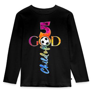 DIEU 5 ANS JÉSUS FOOTBALL 5E ANNIVERSAIRE - T-shirt manches longues Premium Enfant - noir - Devant - AI Model Kid Male (0cm)