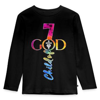 ÉGLISE CHRÉTIENS 7 ANS JÉSUS 7E ANNIVERSAIRE - T-shirt manches longues Premium Enfant - noir - Devant - AI Model Kid Male (0cm)