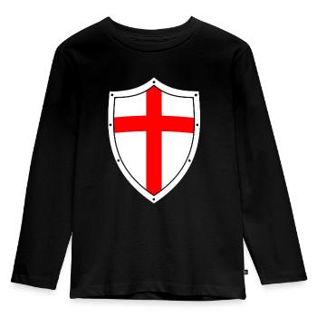 Kreuzritter Shild Deus Vult Shirt Geschenk - Kinder Premium Bio Langarmshirt - Schwarz - Vorne - AI Model Kid Male (0cm)