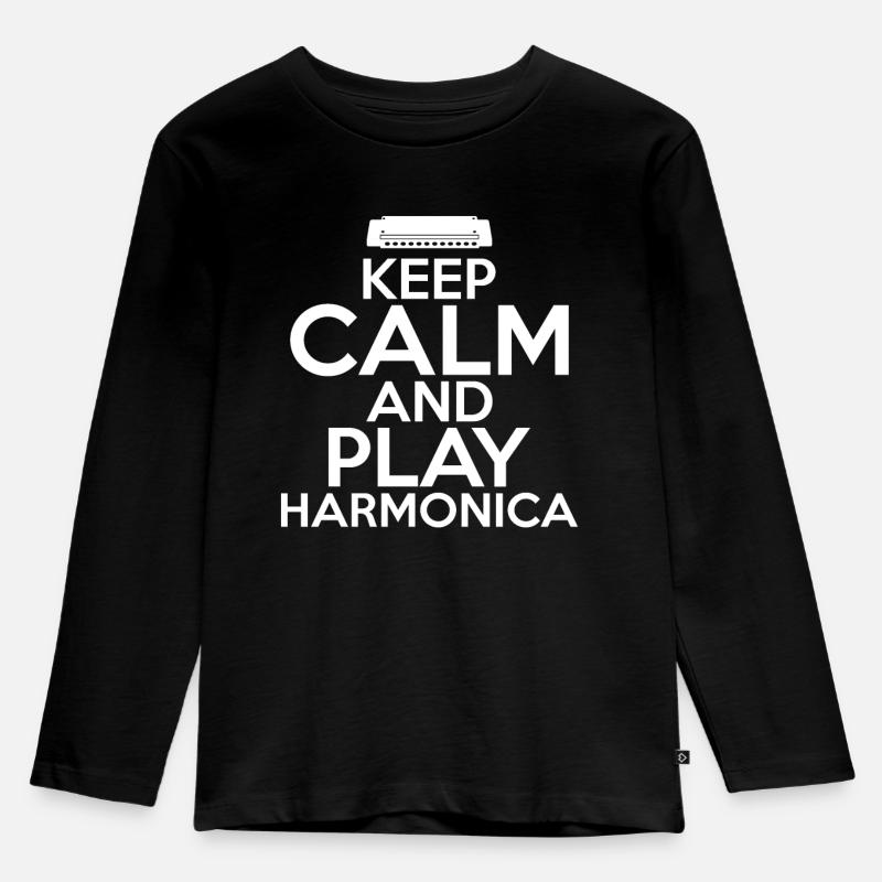 Keep Calm And Play Harmonica Harmonica - Kids' Premium Longsleeve Shirt - black