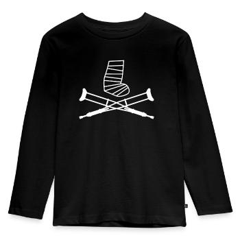 Crutches Broken Leg Foot Shirt - Kids' Premium Longsleeve Shirt - black - Front - AI Model Kid Male (0cm)