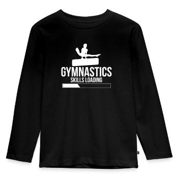 Gymnastics Skills Loading Gymnastik Turnen - Kinder Premium Bio Langarmshirt - Schwarz - Vorne - AI Model Kid Male (0cm)