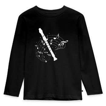 Block Flöte Geschenk - Kinder Premium Bio Langarmshirt - Schwarz - Vorne - AI Model Kid Male (0cm)