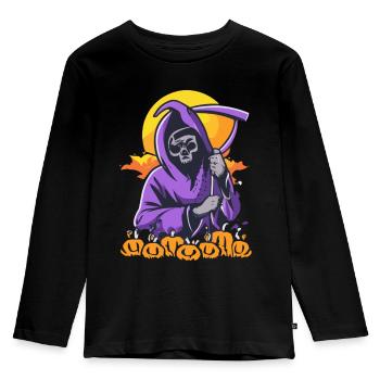 Halloween Mystischer Sensenmann - Kinder Premium Bio Langarmshirt - Schwarz - Vorne - AI Model Kid Male (0cm)