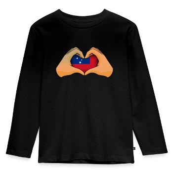 Samoa - Kinder Premium Bio Langarmshirt - Schwarz - Vorne - AI Model Kid Male (0cm)