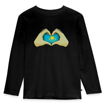 Kazakhstan - T-shirt manches longues Premium Enfant - noir - Devant - AI Model Kid Male (0cm)