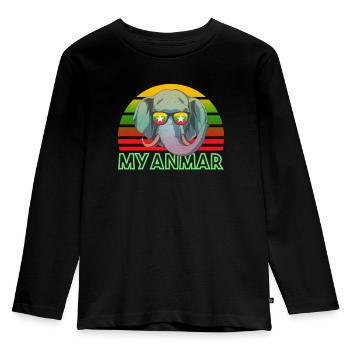 Myanmar - Kids' Premium Longsleeve Shirt - black - Front - AI Model Kid Male (0cm)