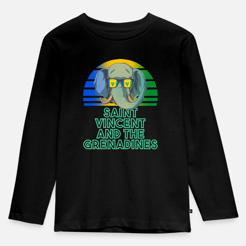 St. Vincent und die Grenadinen - Kinder Premium Bio Langarmshirt - Schwarz