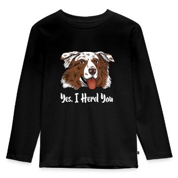 Aussie Australian Shepherd Yes I Stove You - Kids' Premium Longsleeve Shirt - black - Front - AI Model Kid Male (0cm)