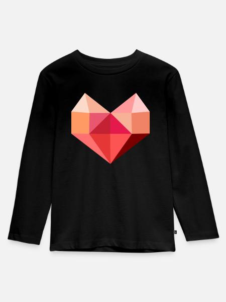 Herz rosa - Kinder Premium Bio Langarmshirt - Schwarz
