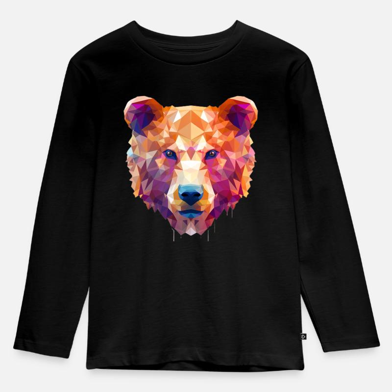 Polygon Bear Colorful - Kinder Premium Bio Langarmshirt - Schwarz