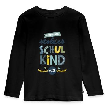 Stolzes Schulkind 2025 - Kinder Premium Bio Langarmshirt - Schwarz - Vorne - AI Model Kid Male (0cm)