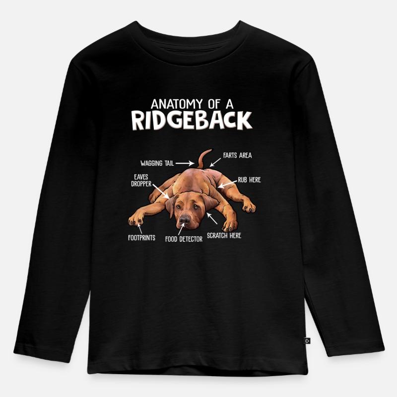 Rhodesian Ridgeback - Kinder Premium Bio Langarmshirt - Schwarz