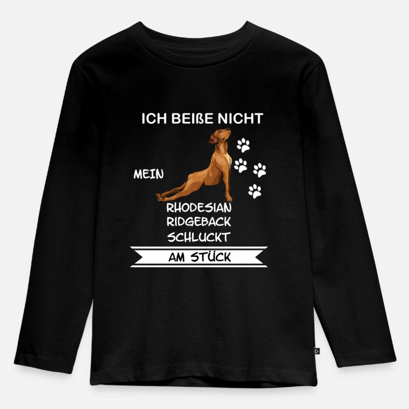 Rhodesian Ridgeback - Kinder Premium Bio Langarmshirt - Schwarz