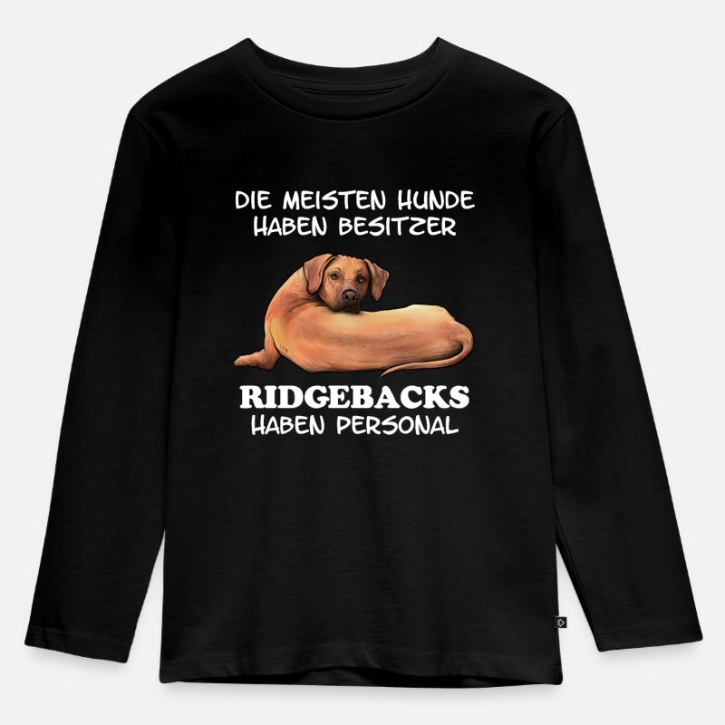 Rhodesian Ridgeback - Kinder Premium Bio Langarmshirt - Schwarz